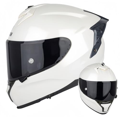 Modularer Integrierter Motorradhelm, ECE-Zugelassener Visier-Integral-Motorradhelm Antibeschlag-Motorrad-Rollerhelm Doppelspiegel Herren Damen Antikollisionshelm A,L59-60CM