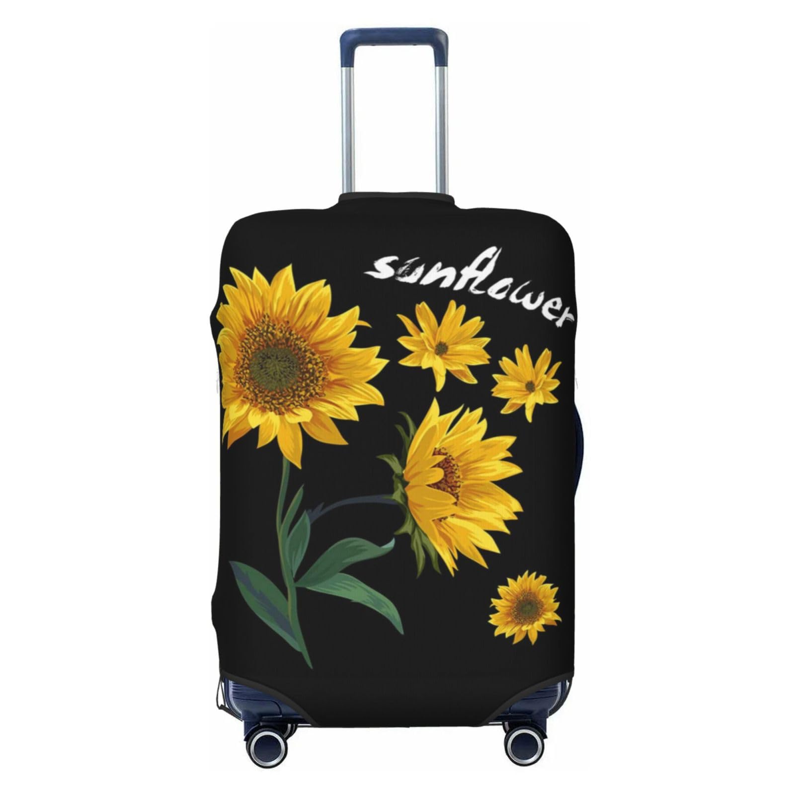 Miniks Reisegepäckabdeckung, Sonnenblumen-Motiv, strapazierfähig, passend für 45,7 - 81,3 cm große Gepäckstücke, Schwarz, Schwarz, Small