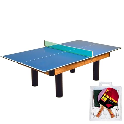 Bandito Tischtennisplatte als Auflage, 2-teiliger Tischtennistisch, Tischtennistop für Billardtische, hochwertige Abdeckplatte, Ping Pong, Made in Germany, Set inkl. Netzgarnitur, 2 Schläger und Bälle