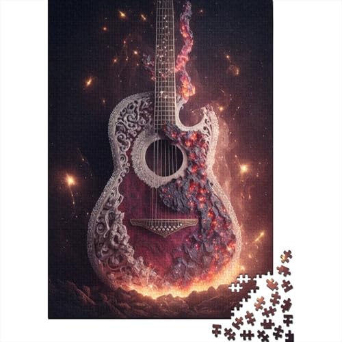 Feuergitarren-Holzpuzzle für Erwachsene, 500 Teile, für Erwachsene, schwierige Puzzles, Geburtstagsgeschenk für Erwachsene, Jungen und Mädchen (Größe 52x38cm)