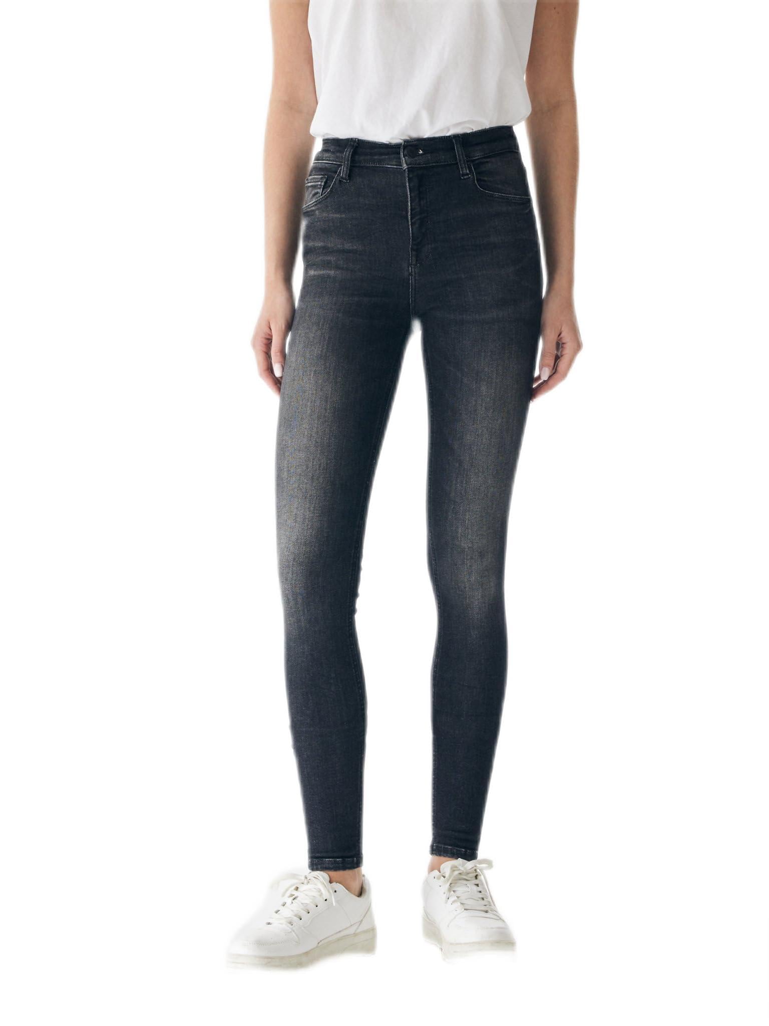 LTB Jeans Damen Jeans Amy X - Jeans Damen Skinny aus Baumwollmischung Skinny Denim Dunkel mit Reißverschluss Hohe Taille - Grau