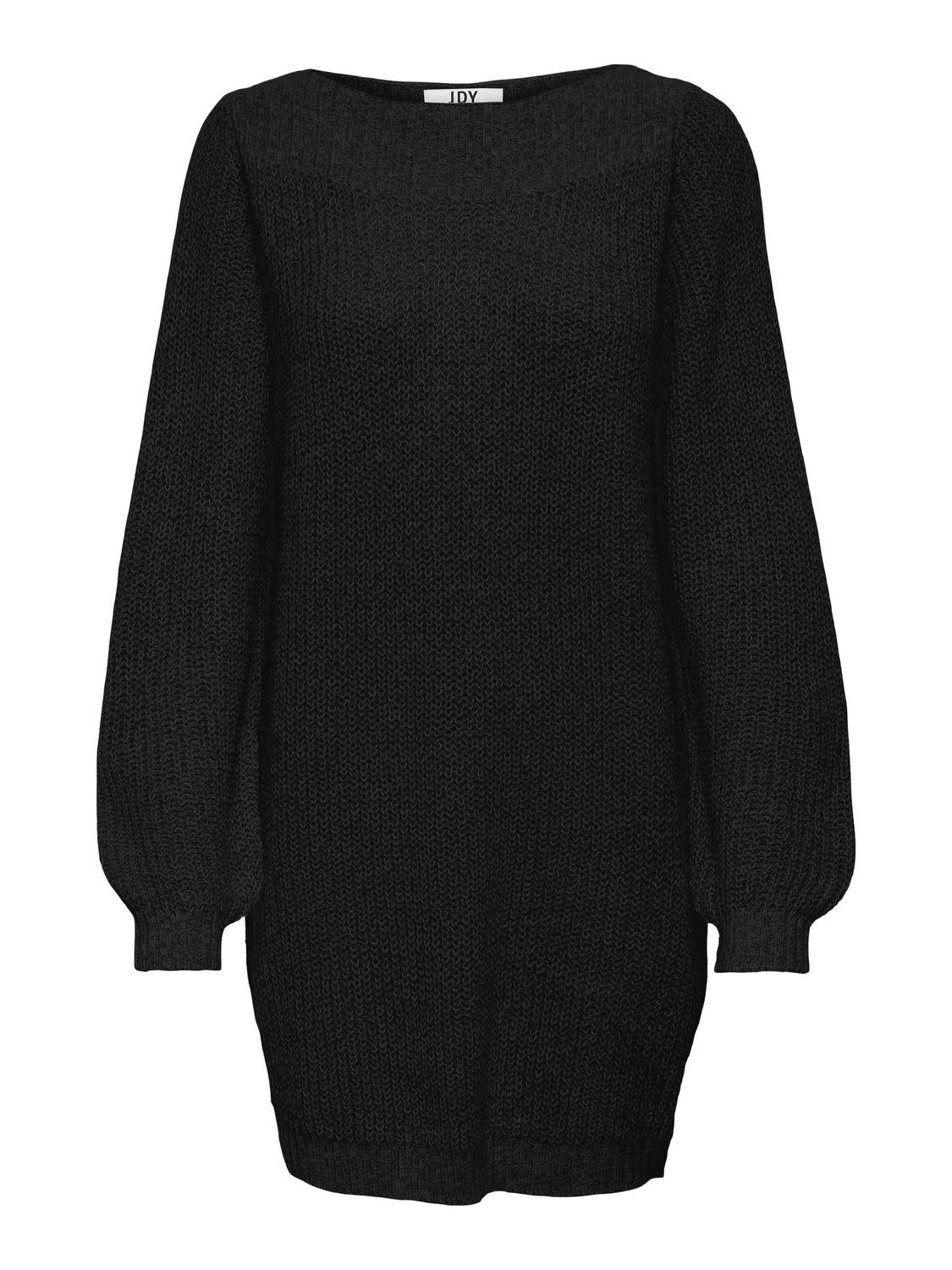 JdY Damen JDYWHITNEY Megan L/S Boat Dress KNT NOOS Strickkleid, Black, S