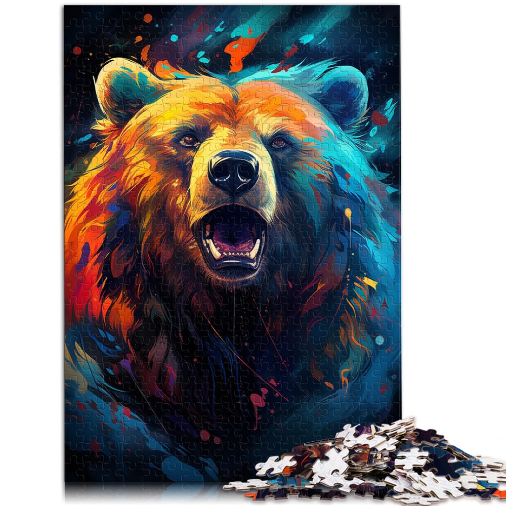 Puzzle „Buntes psychedelisches Gemälde Bär“ 1000 Teile Premium-Puzzle Holzpuzzle ganze Familie und die 1000 Teile (50 x 75 cm)