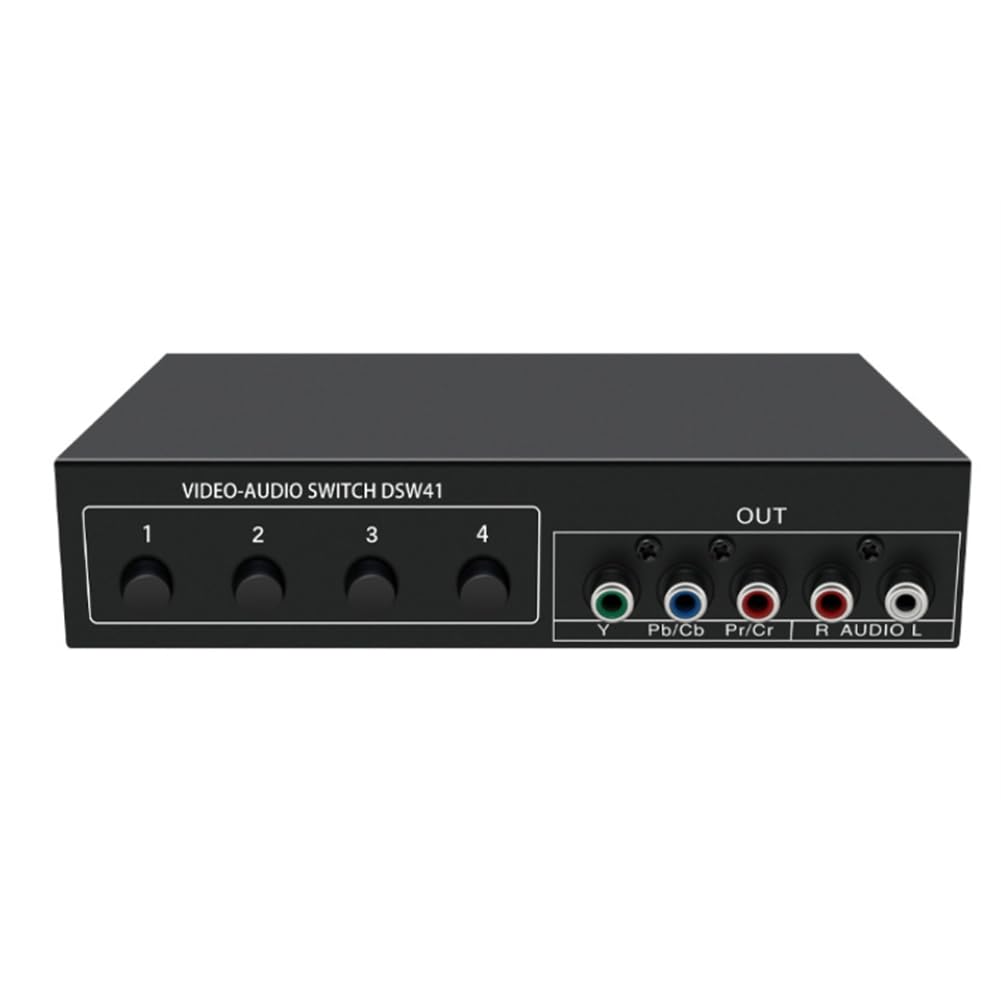 Kiudduy 4x1 Component Video Signal Switcher YPbPr YCbCr Audio DSW41 Trennwandknopf Manueller Schalter CVBS 720P Metallgehäuse