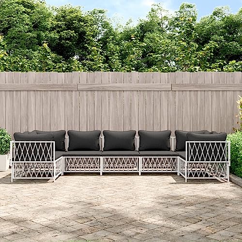 Juroupi 7-tlg. Garten-Lounge-Set mit Kissen Lounge MöBel Outdoor TerrassenmöBel Balkon MöBel Set Balcony Furniture Weiß Stahl - 3186922