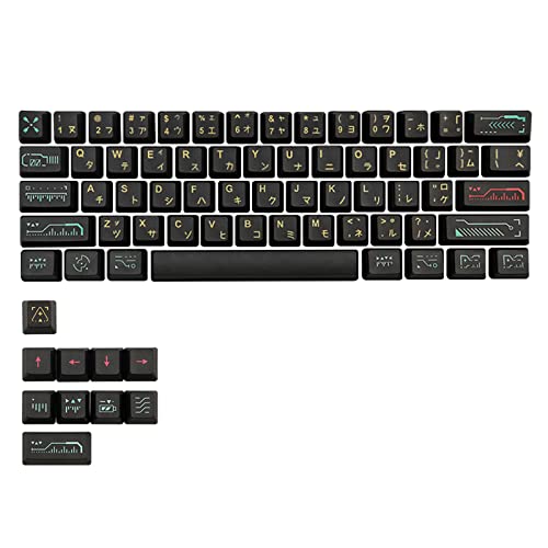 PBT-Tastenkappen-Set mit 71/128 Tasten, OEM-Profil, Farbstoffsublimation, Tastenkappen-Set für mechanische MX-Gaming-Tastaturen, 71 Tasten, 5-Oberflächen-Farbstoff-Subbed Tastenkappen-Set für