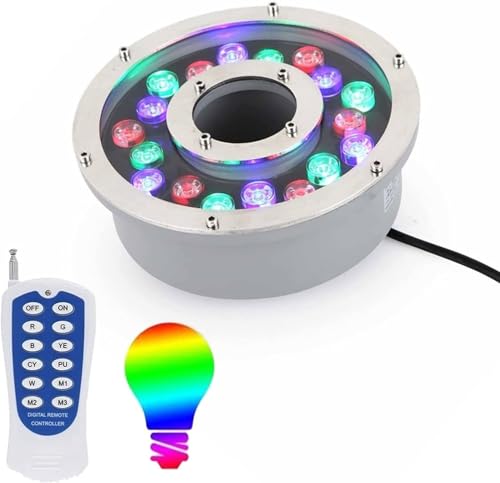 LED-Ring-Unterwasserbrunnenlicht - Mit RF-Fernbedienung Unterwasser-Poollichtern, RGB-Farbwechsel-Unterwasserlichtern Ip68 wasserdichte Mittelloch-Teichwasserlandschaftslichter Für Quadratis