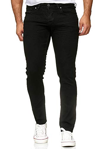 Reslad Jeans-Herren Slim Fit Basic Style Stretch-Denim Jeans-Hose RS-2063 (W34 / L32, Tiefschwarz)