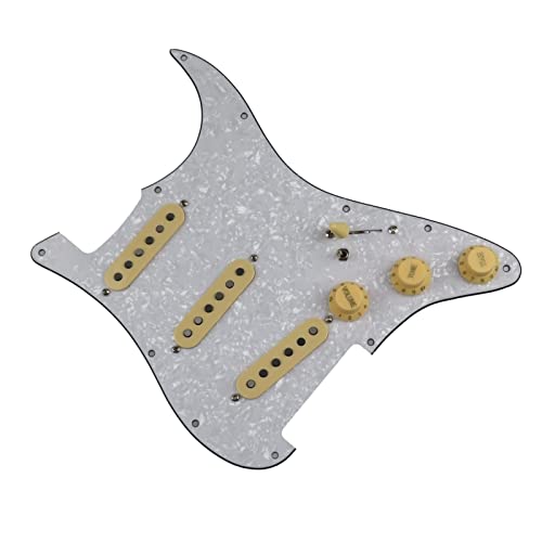 Geladenes Gitarren-Pickguard Geladene Pickguard-Pickups Gitarre-Alnico 5-Pickups SSS. Single Coils Pickups/Gelbe Pickupabdeckungen Set (Color : 12)