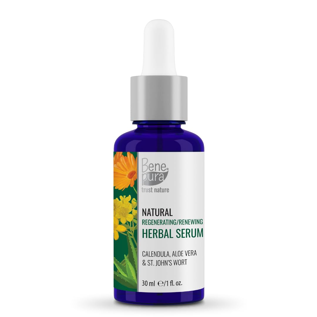 Benepura Natürliches Gesichtsserum, Regenerierendes Gesichtsserum für Frauen mit Ringelblume, Aloe Vera und Johanniskraut, 30 ml