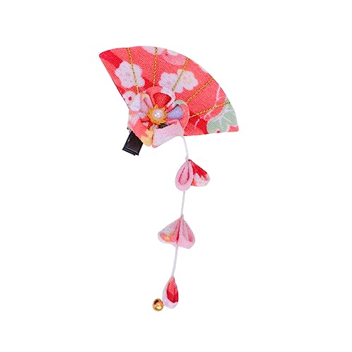 Haarspangen for Damen, Haarschmuck, Kirschblüten-Haarnadel, Kimono-Haarspange, Kimono-Haarnadel, Holz-Haarnadel, lila Fächerquaste (Farbe: Rot)(Color:Pink)