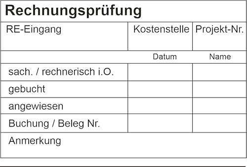 Kontierungsstempel/Rechnungsprüfung - mit trodat Professional 5211 – Custom- (85x55 mm) in verschiedenen Ausführungen, Büro, Buchungsstempel, Firmenstempel