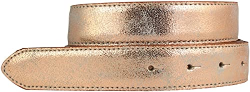 BELTINGER Hochwertiger Gürtel Metall-Optik Echt Leder ohne Schnalle 3 cm | Leder-Gürtel Metallic-Look 30mm | Roségold 95cm