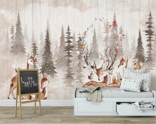 XLMING Einfacher Wald Vintage Elch Küche Esszimmer Arbeitszimmer Wohnzimmer TV Hintergrund Wand 3D Tapete-400cm×280cm