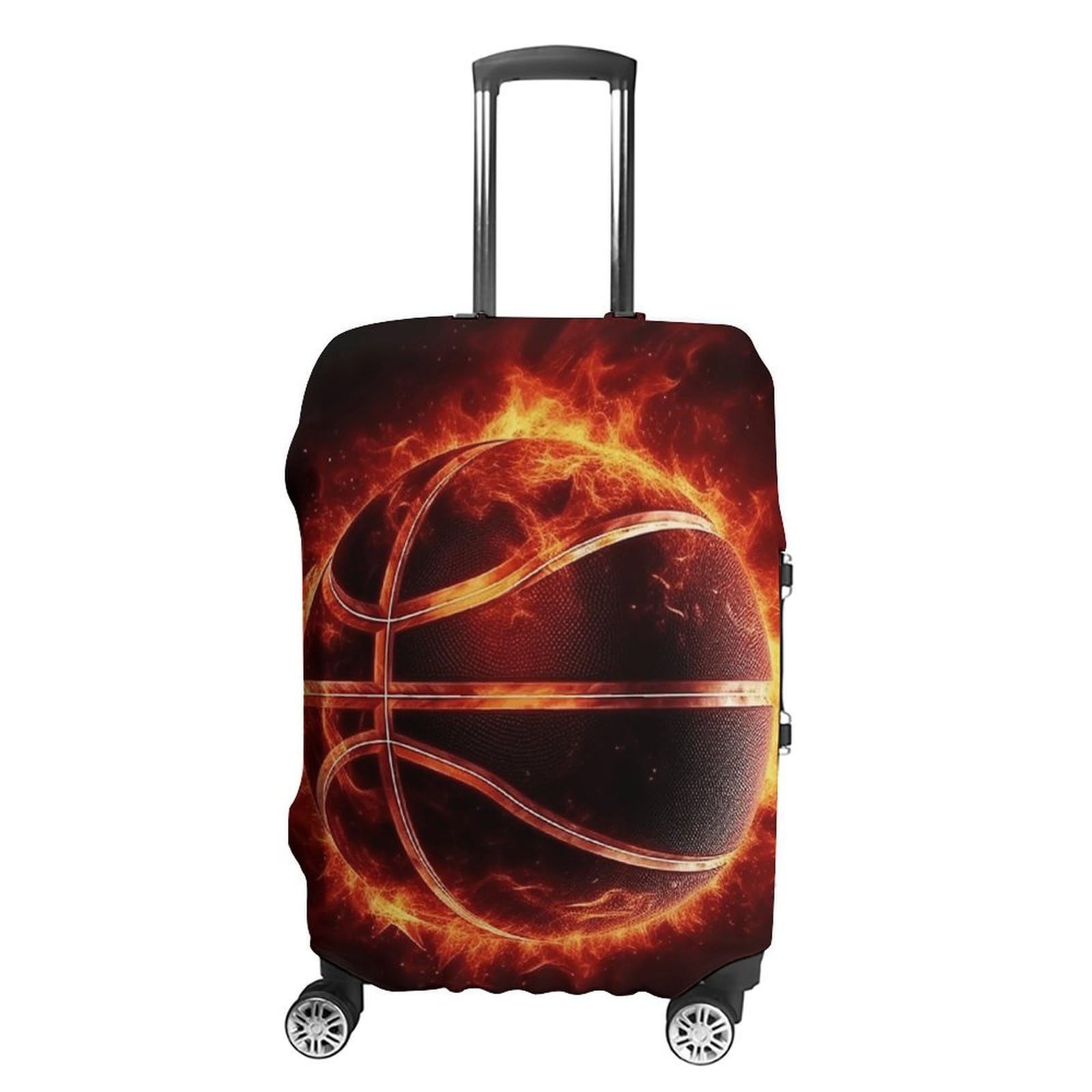 CSGJMYGS Reisegepäck-Abdeckung, elastisch, waschbar, modisch, kratzfest, für Basketball im Feuerkoffer, passend für 45,7 - 81,3 cm Gepäck, Stil-6, L