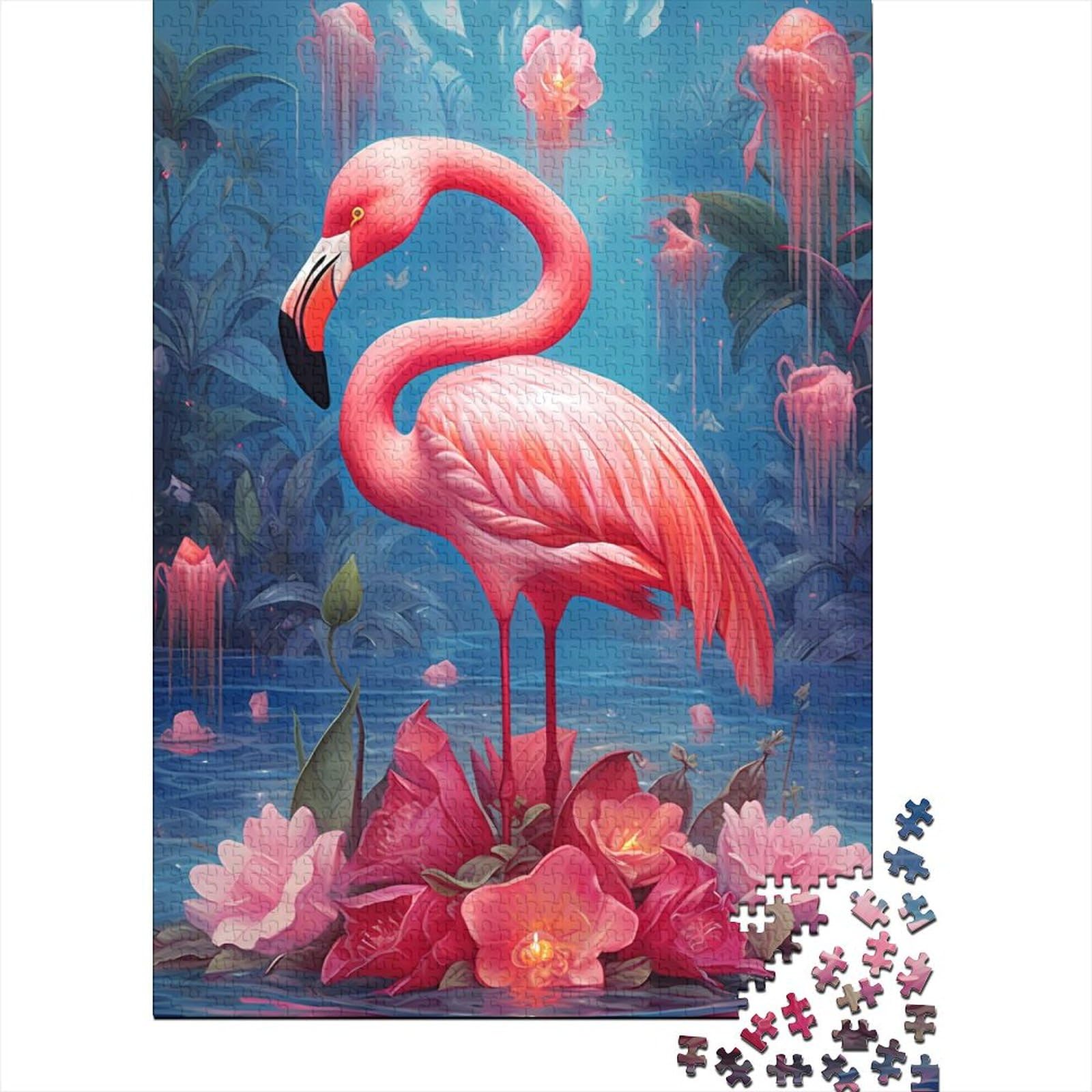 Flamingo-Puzzle, farbenfrohes und lustiges Puzzle für Erwachsene, 1000 Teile, 1000 Teile Puzzle, Puzzle für Erwachsene, Geschenke als Geschenk für die ganze Familie und die ganze Familie, 75 x 50 cm