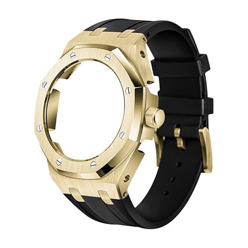 IOTUP GA2100/2110 Uhrenarmband aus Gummi und Edelstahl-Metallgehäuse, kompatibel mit GA2100/2110, verbesserte Metalllünette, Fluorkautschuk-Armband, Einheitsgröße, Achat