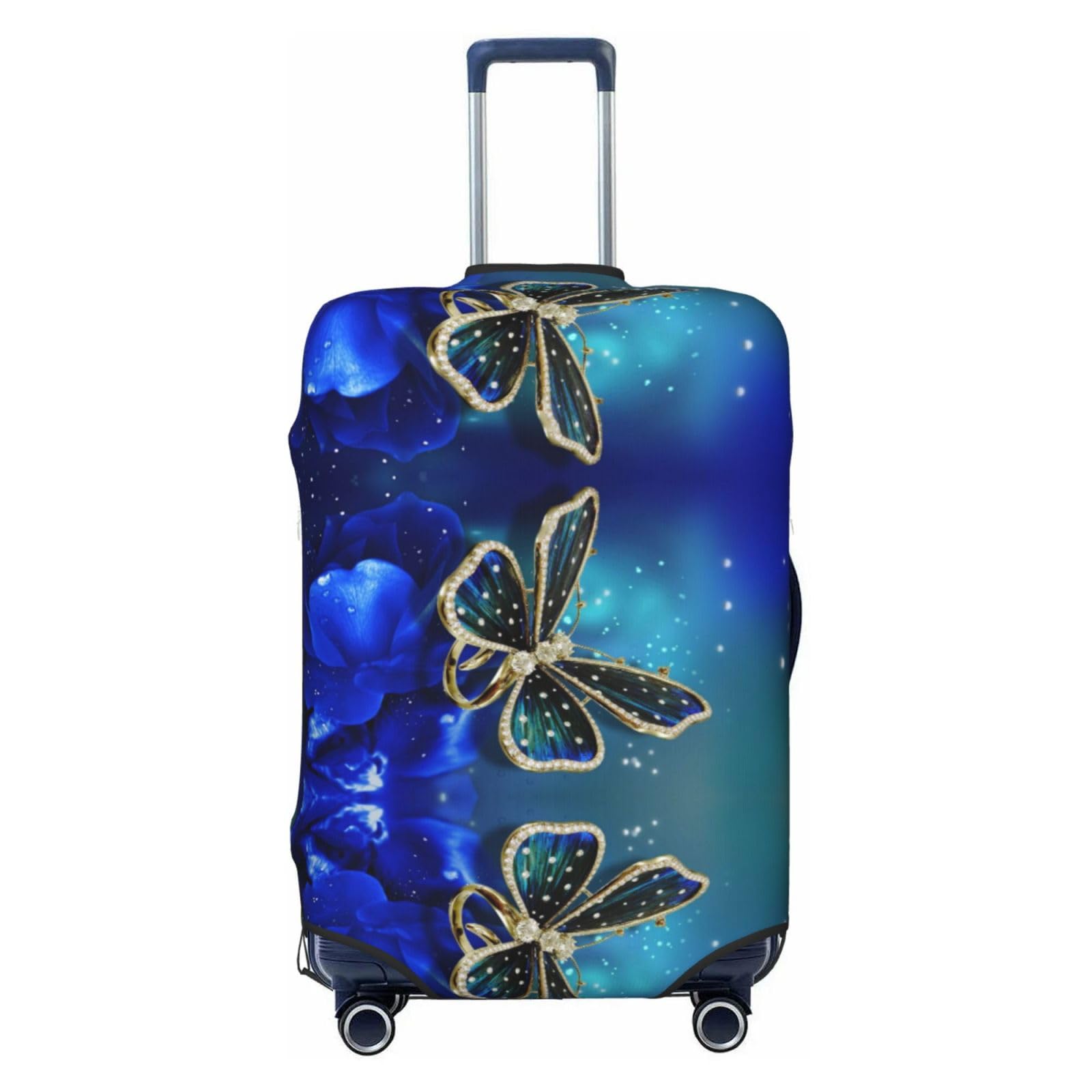 Miniks Blue Butterfy Reisegepäckabdeckung, robuster Kofferschutz, passend für 45,7 - 81,3 cm große Gepäckstücke, Größe XL, Schwarz, X-Large