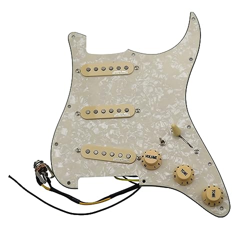 SSS Ainico 5 Single-Coil-Gitarren-Tonabnehmer, 7-fach, Voll Beladen, Vorverkabeltes Schlagbrett Für St-Gitarre (Color : 08)