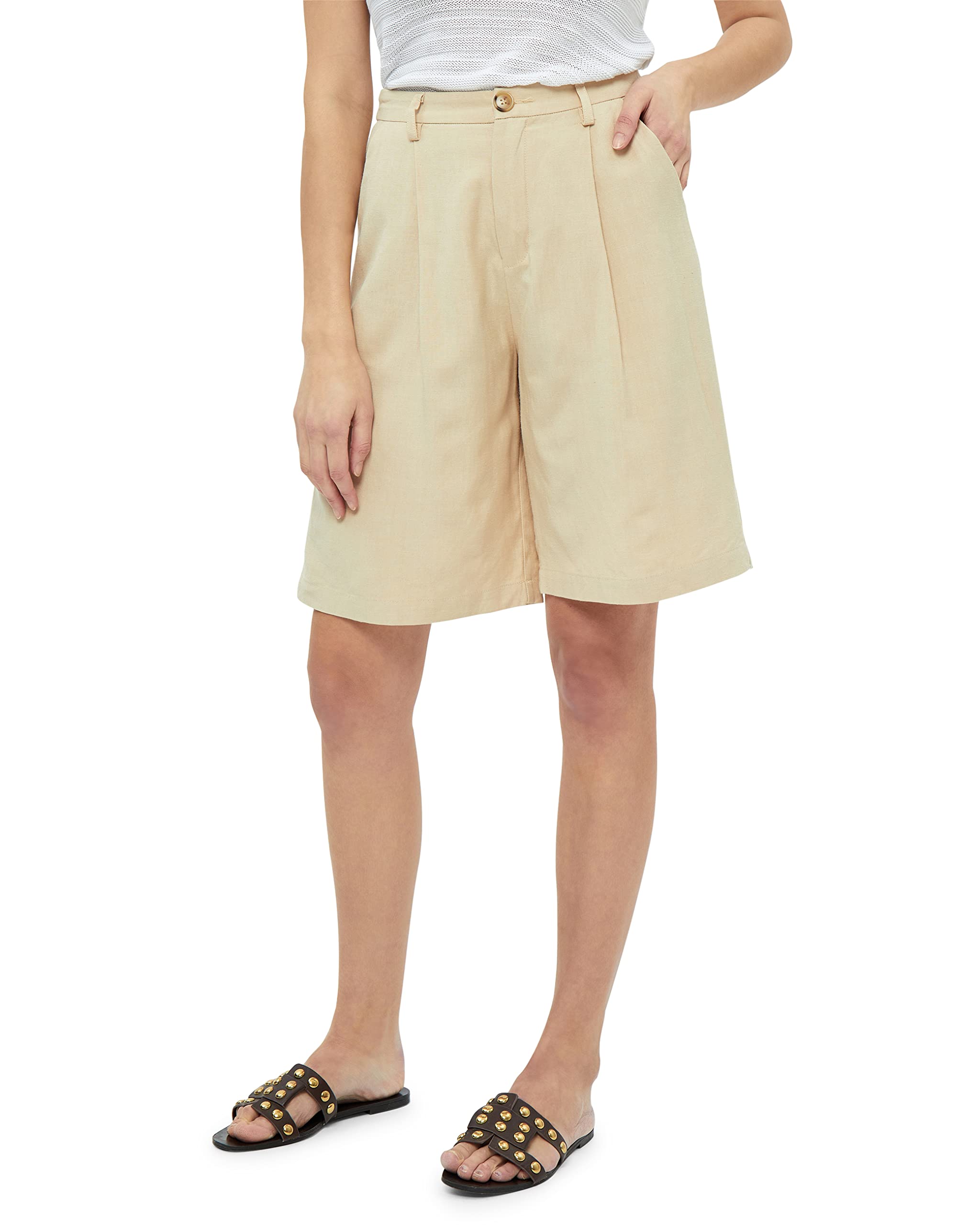 Peppercorn Damen Marniella Wide Weite Shorts, 0273 WARM Sand, 38