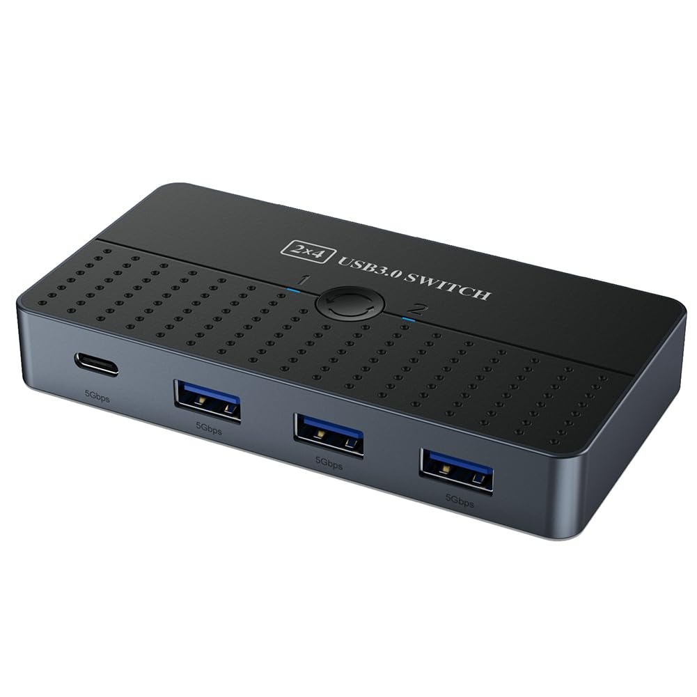 Yunnaty SA20 USB 3.0 Switch 7 Ports Typ C HUB Controller Verlängerungskabel Teilen 2 Computer 1 Maus Tastatur Drucker USB-Disk