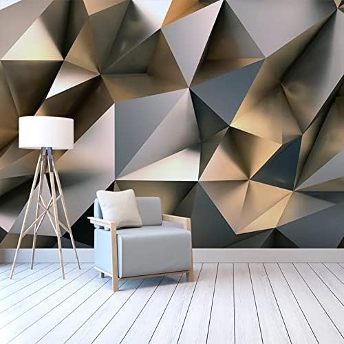 XLMING Abstrakt Gold Geometrische Wand 3D Tapete Home Dekoration Wohnzimmer Sofa Schlafzimmer Tv Hintergrund Wand-300cm×210cm