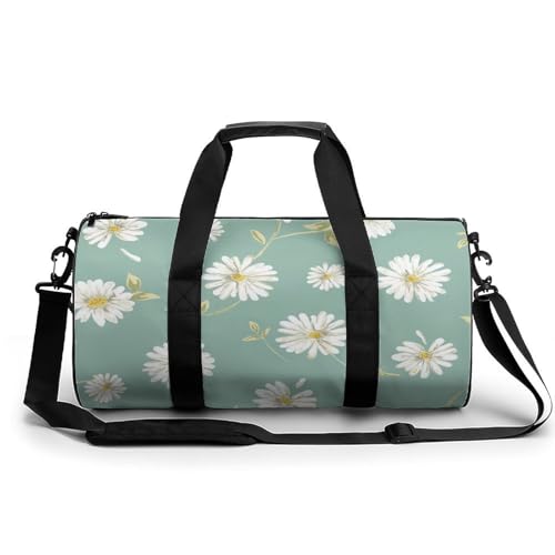 Weiße Blume Sport Duffel Bag Sporttasche Reisetasche Handgepäck Tasche Schwimmtasche Weekender Bag 45x23x23cm