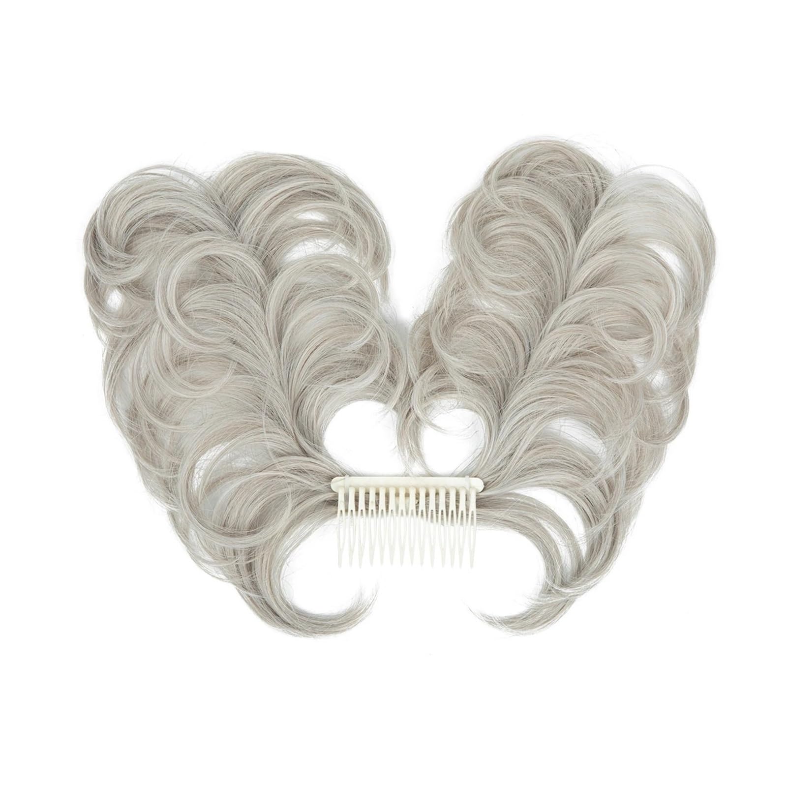 Haarteil Synthetisches, unordentliches Dutt-Haarteil, seitlicher Kamm, Clip-in-Haarknoten, natürlich, gerade, vielseitig, verstellbare Stile, Haarteil for Frauen Haarverlängerung(Silver Grey)