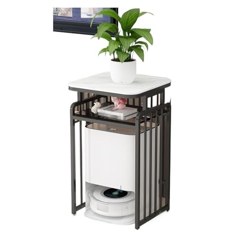 FUHAI-666 Wohnzimmer Kehrroboter Regal Organizer Trinkbrunnen Regal Fisch Tank Schrank Kaffee Tisch Regal Multifunktional(Schwarz,60x40x85cm)