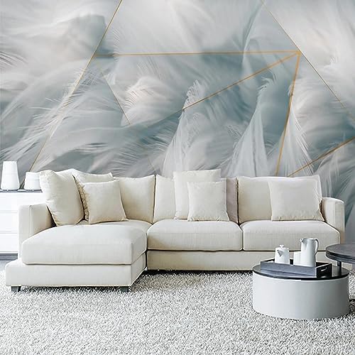 XLMING Einfache Feder Geometrisch Gold 3D Tapete Home Dekoration Wohnzimmer Sofa Schlafzimmer Tv Hintergrund Wand-400cm×280cm