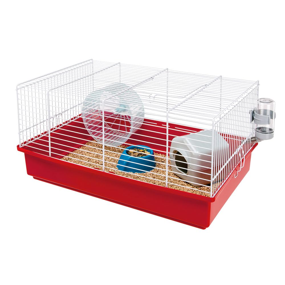 Ferplast Hamsterkäfig, Nagerkäfig, Kleintierkäfig, Hamsterzubehör inklusive, 46 x 29,5 x h 23 cm Bianco