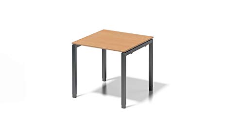 BISLEY Cito Schreibtisch, 650-850 mm höheneinstellbares U, H 19 x B 800 x T 800 mm, Metall, Bc334 Dekor Buche, Gestell Anthrazitgrau, 80 x 80 x 85 cm