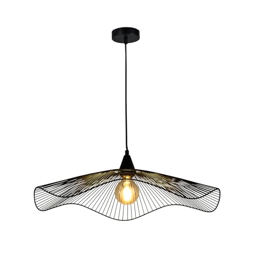 LQWELL® LED Pendellampe Schwarz Hut Linie, Retro Hängelampe Hängeleuchte E27 Vertigo Lampe Höhenverstellbare Kronleuchter für Wohnzimmer Schlafzimmer Esszimmer Cafés Studio Bartheke Dekor