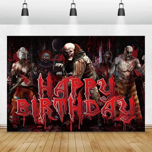 Gruseliger Charakter Hintergrund Banner Horror Dekor für Geburtstag Halloween Party Dekorationen Fotokabine Requisiten Spukhaus 210X150cm