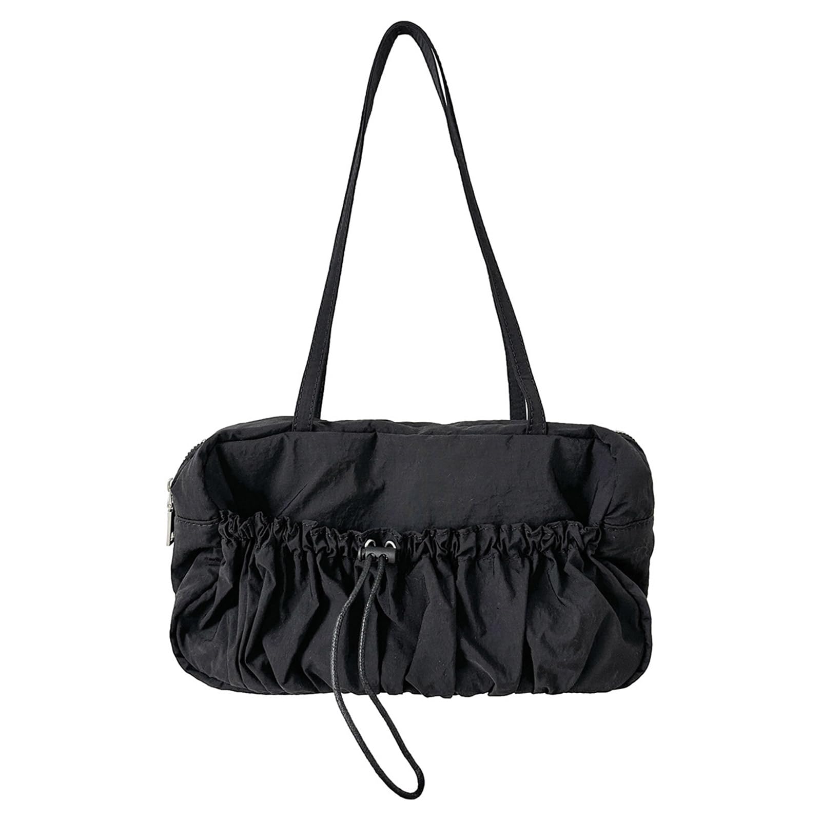 ohodhmnu Damen Tragetasche, modische Tasche, Achseltasche, Handtaschen, Schultertaschen für Mädchen, Frauen, plissierte Taschen, Reise-Tragetasche, Geldbörse, Unterarmtasche, Schwarz , with ribbon