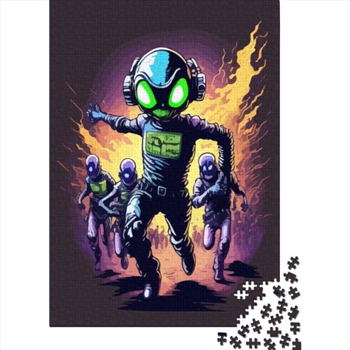 Alien Attack Puzzle 1000 Teile für Erwachsene und Jugendliche von Wooden Jigsaw Adult Jigsaw Puzzles für Erwachsene Lernspiel Challenge Toy (Size : 75x50cm)