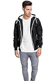 Urban Classics Herren Contrast Windrunner Jacke, Black - Schwarz-Wei, L