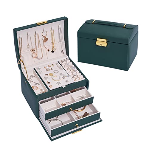 WELLDOER Schmuck Aufbewahrungsbox Ohrringe Halskette Box Tragbare Damen Schmuck Box Schmuck Fall