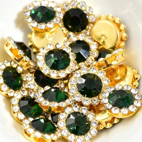 Bulk Flatback Strasssteine, Kristall Hotfix, Runde Strasssteine ​​in Sonnenblumenform mit goldener Unterseite, for Aufkleben, Glitzerkristalle, Strass for selbstgemachte Hochzeitskleider, 100 Stück(Em