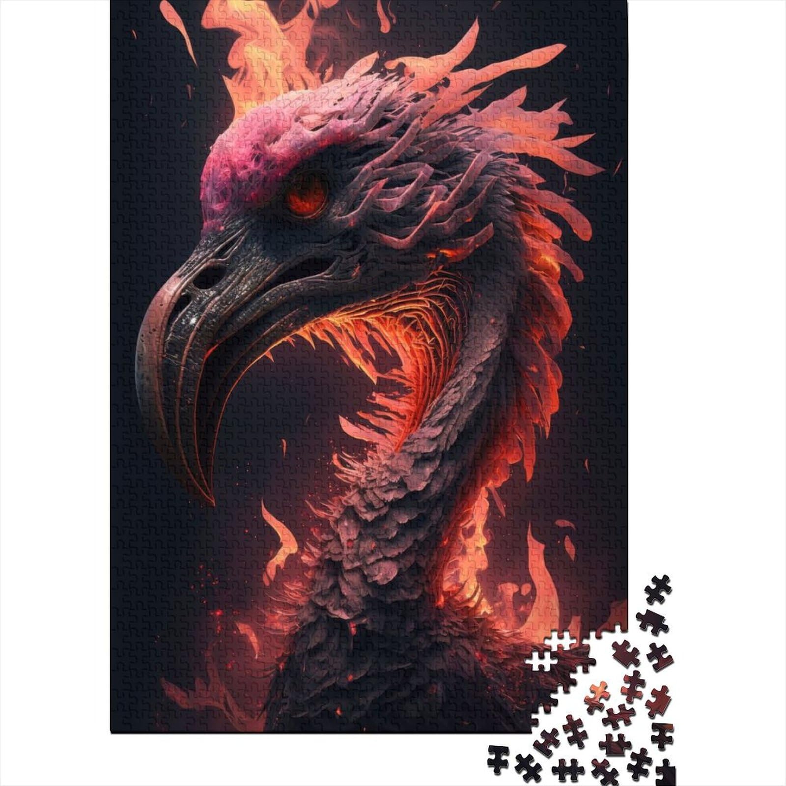 Kunstpuzzle für Erwachsene 1000 Teile Dämonischer Flamingo Holzpuzzle für Erwachsene Puzzlespiel Spielzeug für Erwachsene Familienpuzzle Geschenk (29,53 x 19,69 Zoll)