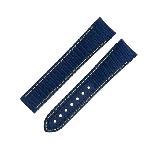 IOTUP Uhrenarmband aus Nylongewebe, 20 mm, passend für Omega-Armband für AT150 Seamaster 300 Planet Ocean De Ville Speedmaster Uhrenarmband mit gebogenem Ende, Weiß, 20 mm, Achat