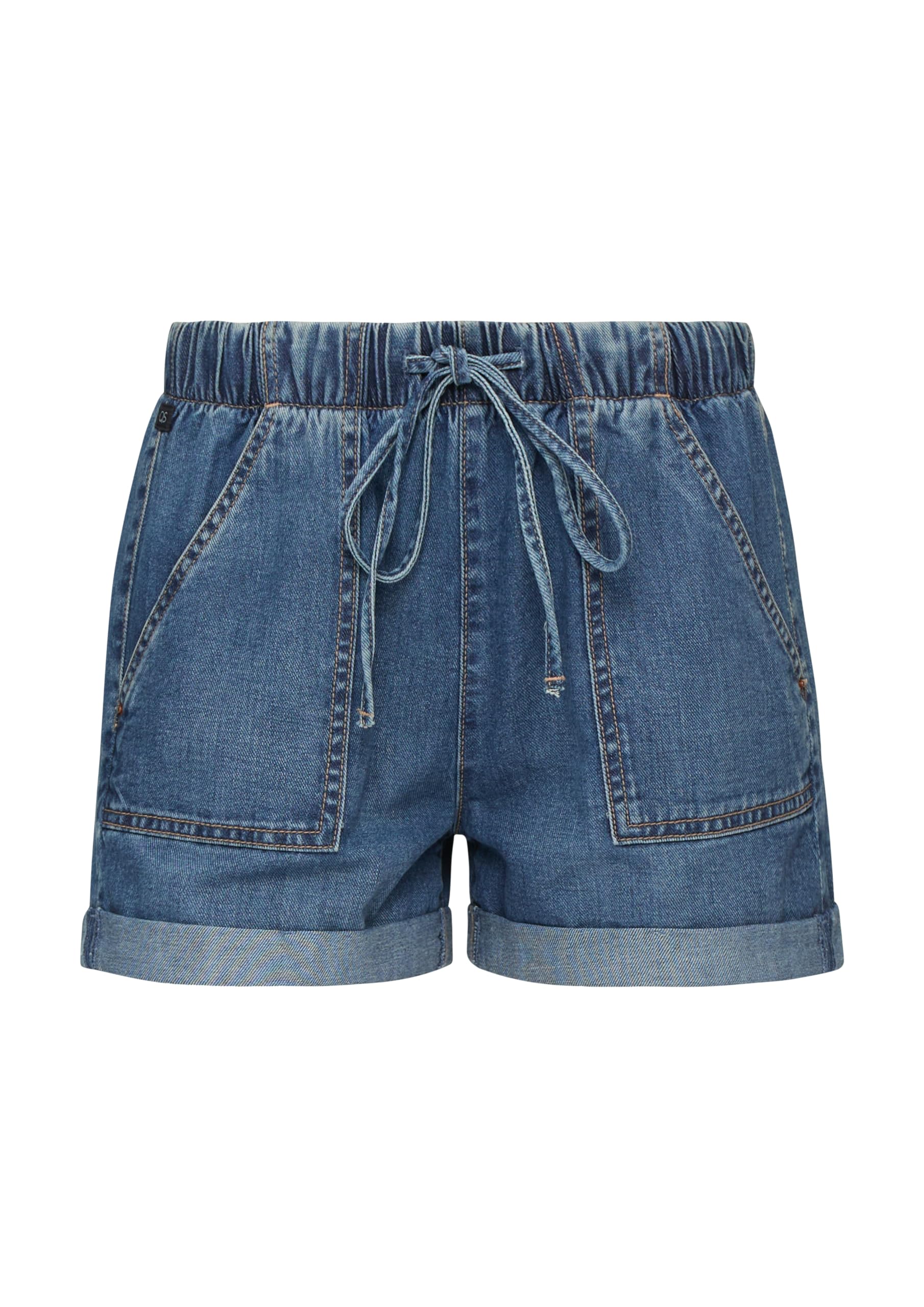 QS Damen 2147353 Jeans Short mit Tunnelzug, blau 56Y2, 36