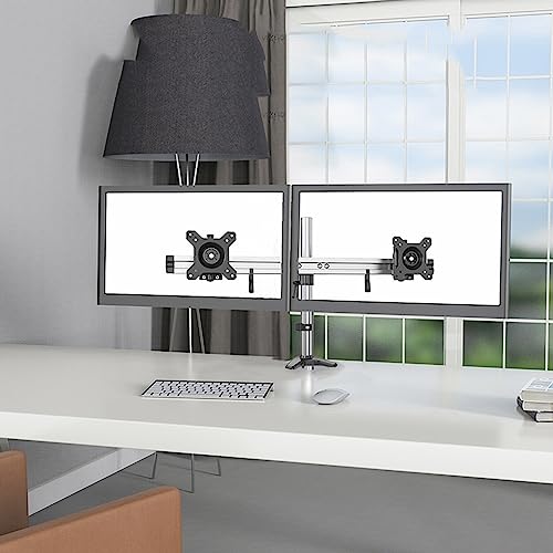 VSULZVNU Universeller TV-Ständer, freistehend, Dual-Monitorständer, Monitorständer für 2 Monitore, Schreibtischhalterung für 15 bis 27 Zoll Computer-Bildschirm, mit Klemm-Montagefuß