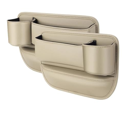 Interieurleisten Zubehör Autositz-Lücken-Organizer, Aufbewahrungsbox, Tasche, Multifunktions-Universal-Geldbörse, Schlüssel, Karte, Tasse, Handyhalter, Auto-Innenraum Car Innenausstattung(1 pair-Beige