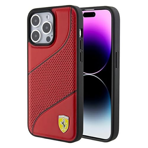 IPHONE 15 PRO MAX - PU LEATHER RED HARD CASE PU LEATHER PEFORATED LINE - FERRARI