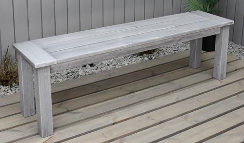 Ambientehome Strandgut07 Kiefernholz Sitzbank, Gartenbank, grau, ca. 150 x 40 cm