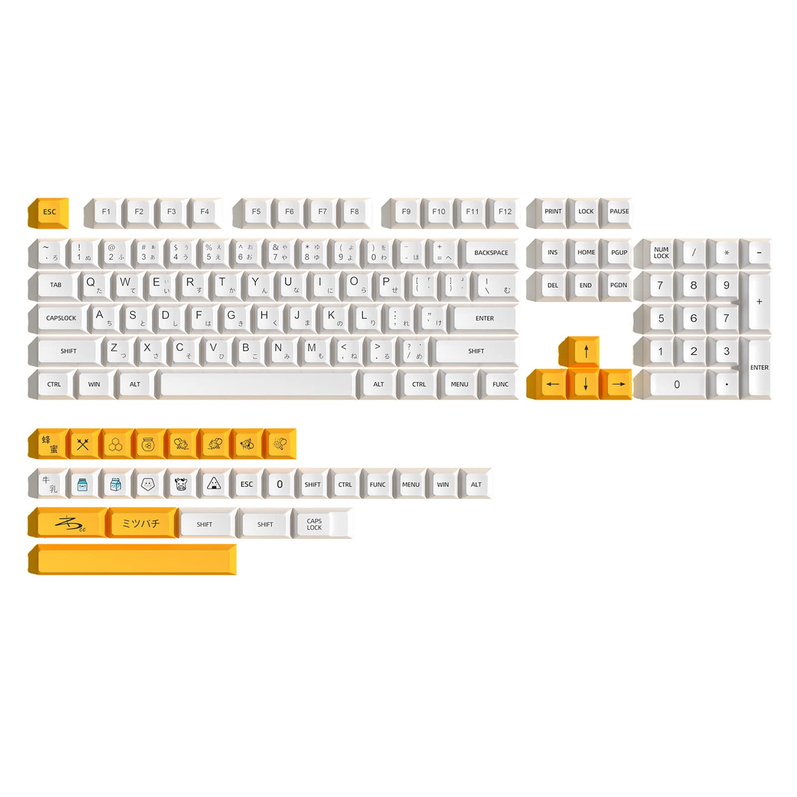 132 Tasten PBT Tastenkappen XDA Profile DYE-SUB Tastenkappe für MX Switch Mechanische Tastatur Milchthema Tastenkappe Farbsublimation Tastenkappen