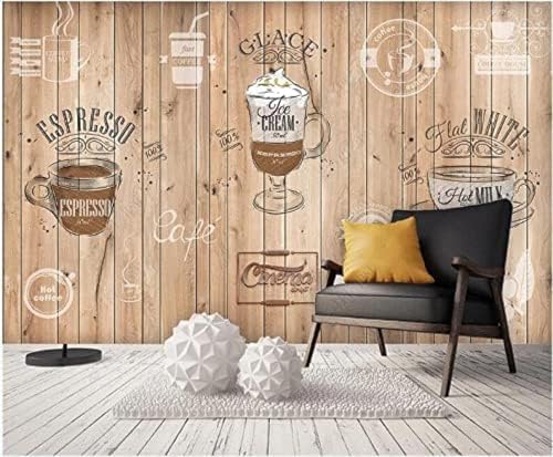 Europa Und Amerika Kaffee Holzteller Vintage 3D Tapeten Wanddekoration Fototapete Sofas Wohnzimmer Wandbild Schlafzimmer-300cm×210cm