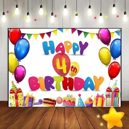 Alles Gute zum 4. Geburtstag Green Screen Junge Hintergrund Taufe Hintergrund Rot Geschlecht Enthüllen Party Prinz Kuste Ballon Fotospiel Mädchen oder 350x230cm