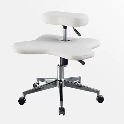 Vielseitiger Kniestuhl, ergonomischer Stuhl mit gekreuzten Beinen und Rädern, Meditationsstuhl, Home-Office-Schreibtischstuhl, Kniestuhl mit einstellbarer Höhe für Computer, Weiß Beauty Comes